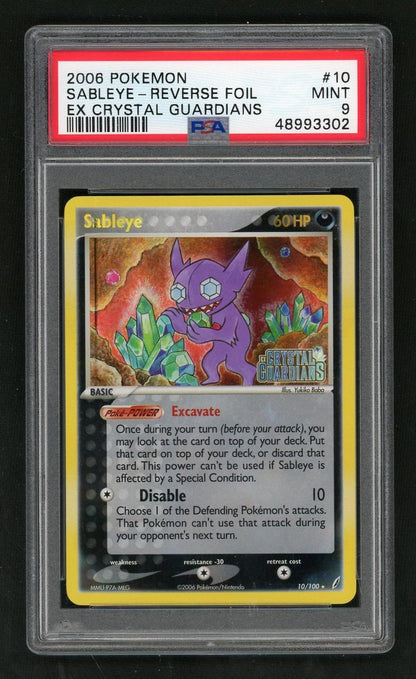 2006 Pokemon Ex Crystal Guardians Reverse Holo Sableye #10 PSA 9