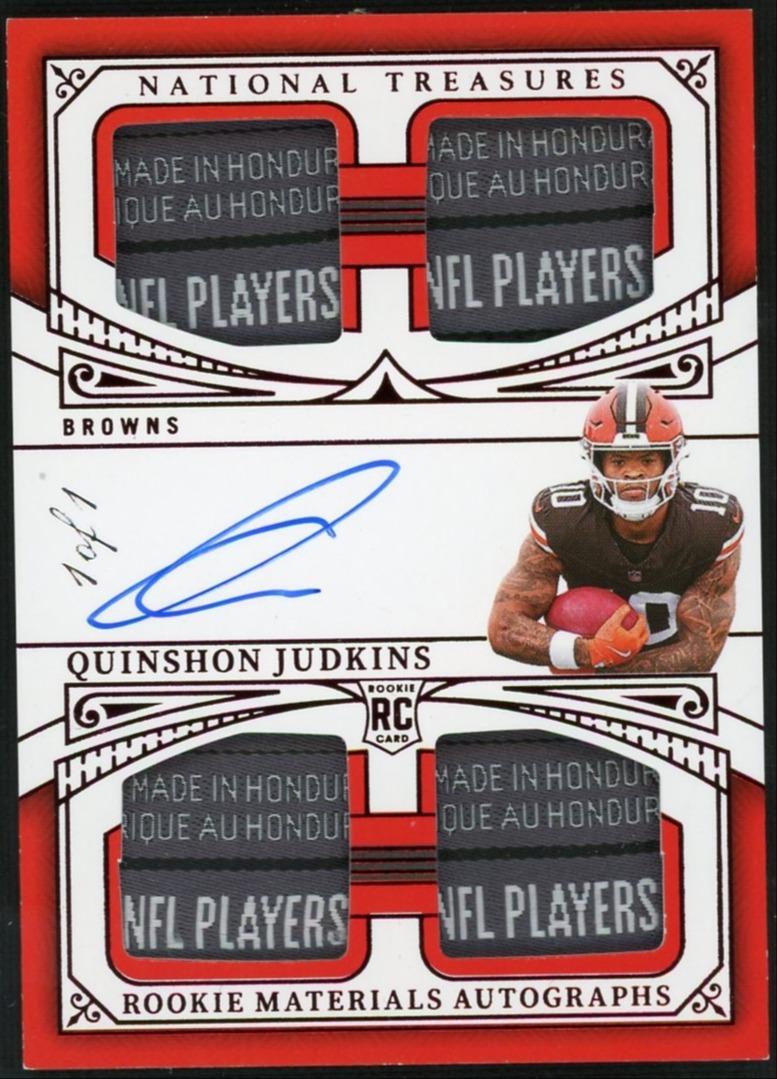 2025 Panini National Treasures Quinshon Judkins Quad Laundry Tag Auto 1/1
