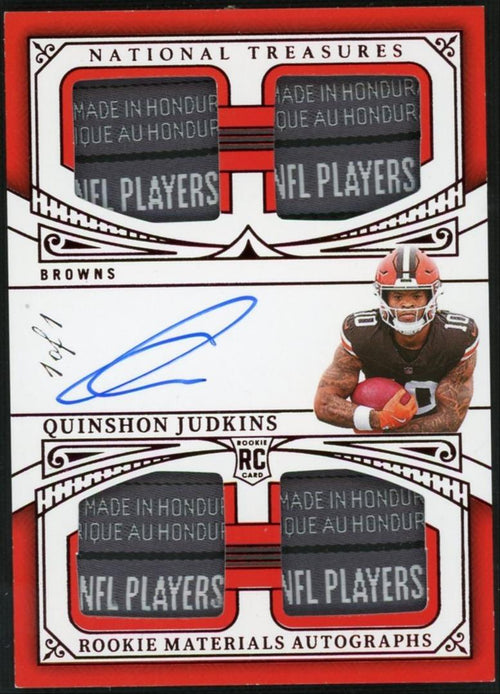 2025 Panini National Treasures Quinshon Judkins Quad Laundry Tag Auto 1/1