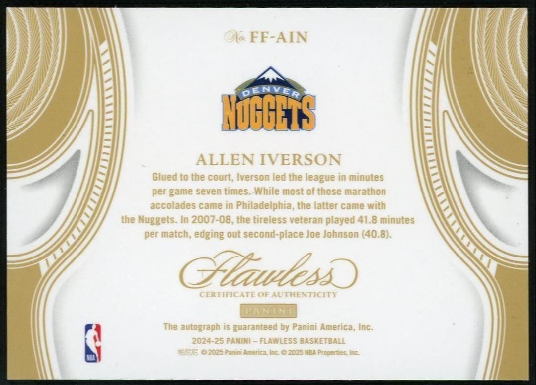 2024-25 Flawless Allen Iverson Flawless Finishes Auto /3