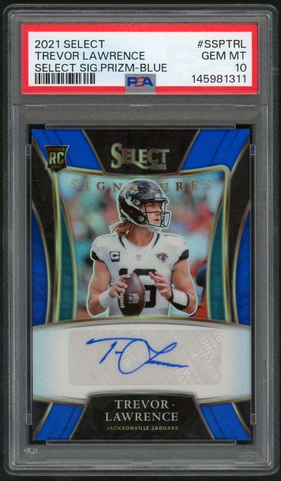 2021 Select Signatures Blue Prizm Trevor Lawrence #1 /50 PSA 10