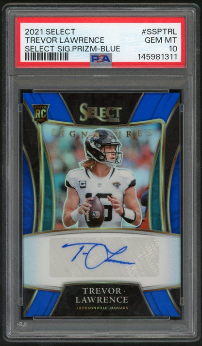 2021 Select Signatures Blue Prizm Trevor Lawrence #1 /50 PSA 10