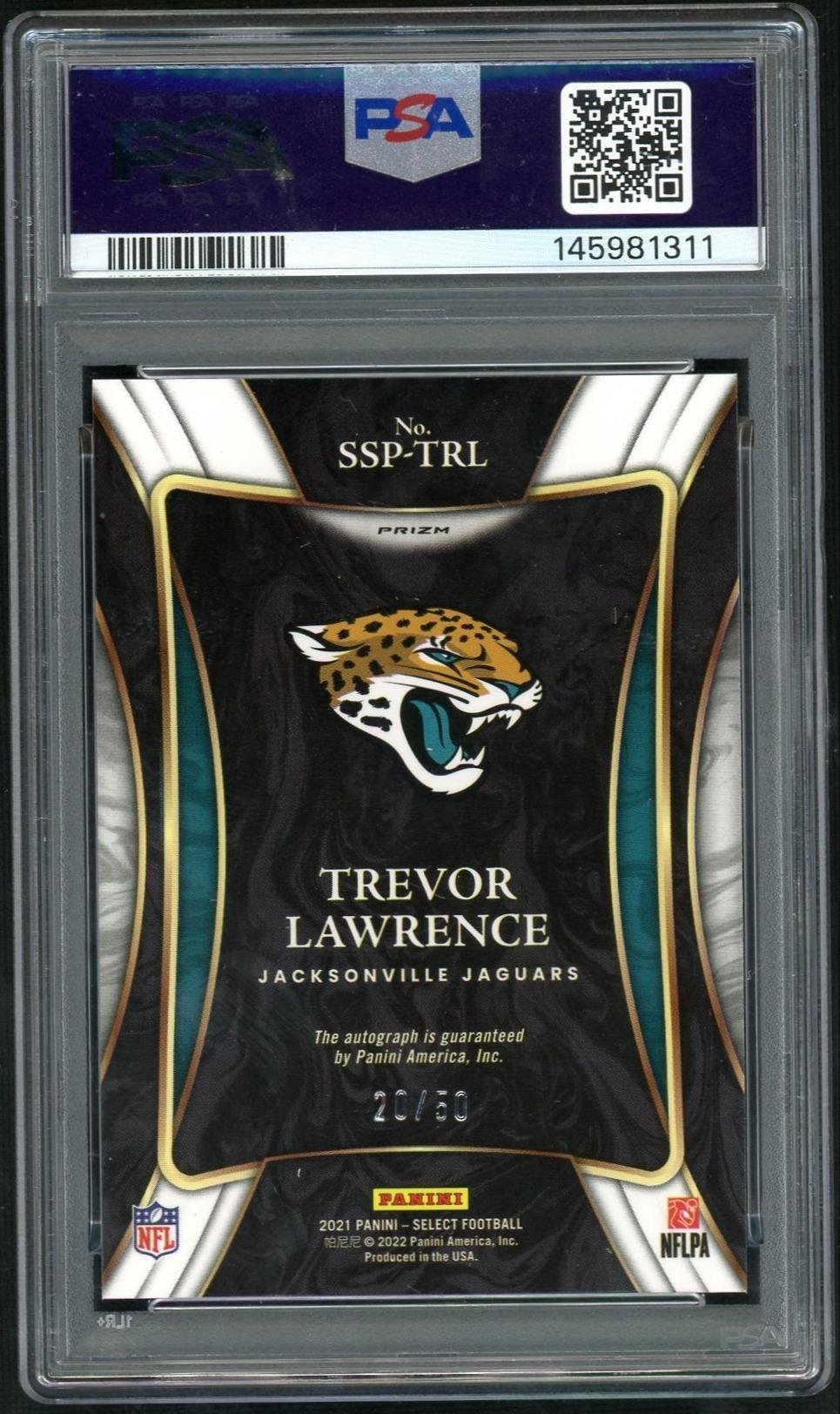 2021 Select Signatures Blue Prizm Trevor Lawrence #1 /50 PSA 10