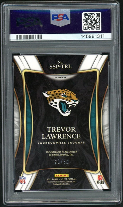 2021 Select Signatures Blue Prizm Trevor Lawrence #1 /50 PSA 10