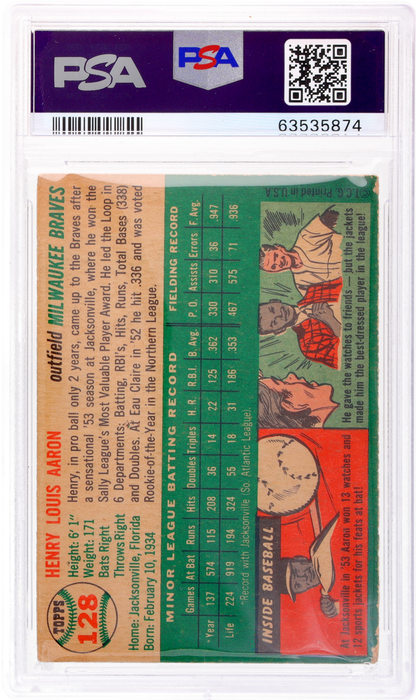1954 Topps Hank Aaron #128 PSA 2