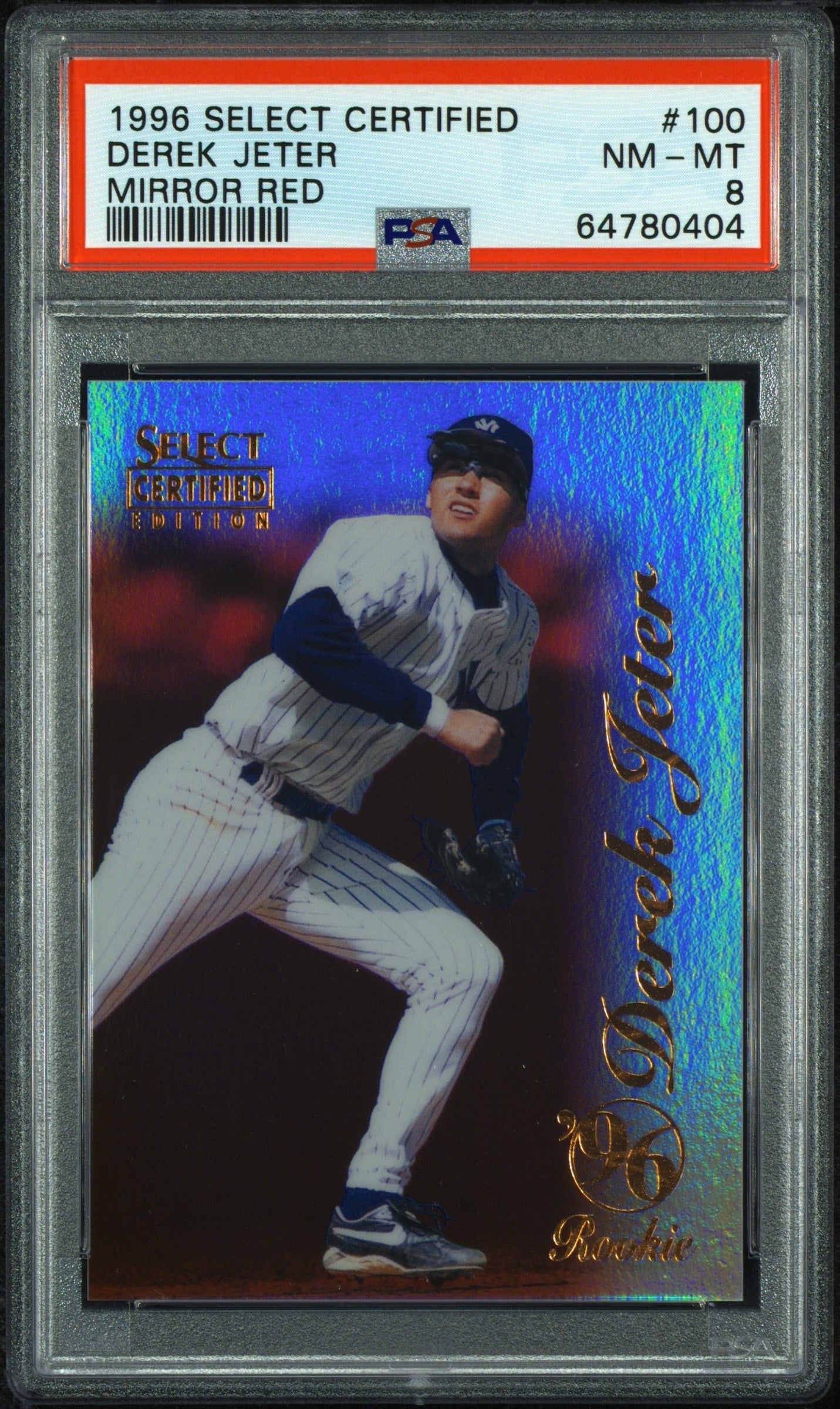1996 Select Certified #100 Derek Jeter Mirror Red PSA 8 64780404