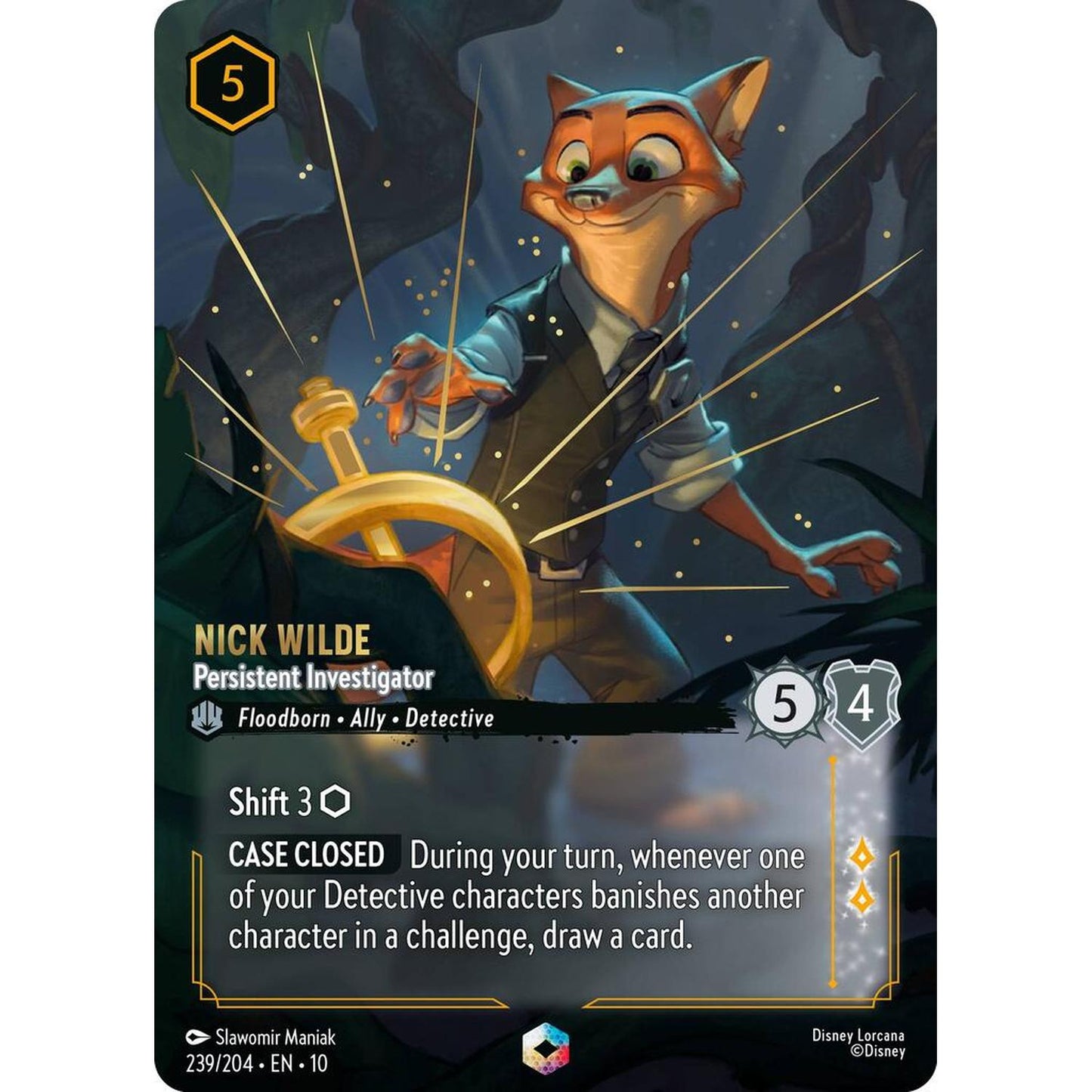 Nick Wilde - Persistent Investigator (Enchanted) (239/204) [Whispers in the Well] Holofoil