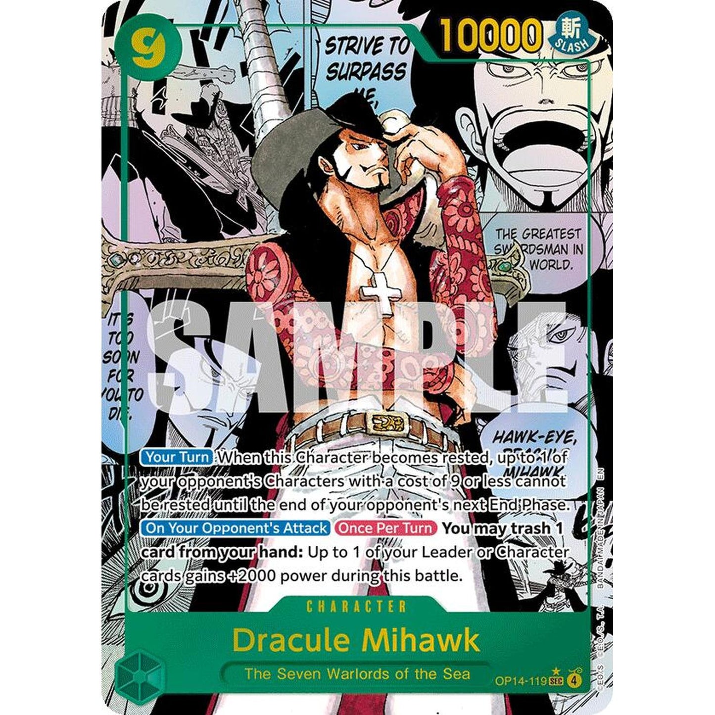 Dracule Mihawk (Manga) (OP14-119) [The Azure Sea's Seven]  Foil