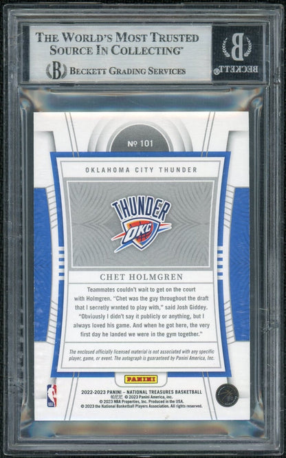 2022 National Treasures #101 Chet Holmgren Purple FOTL Auto /8 BGS 8