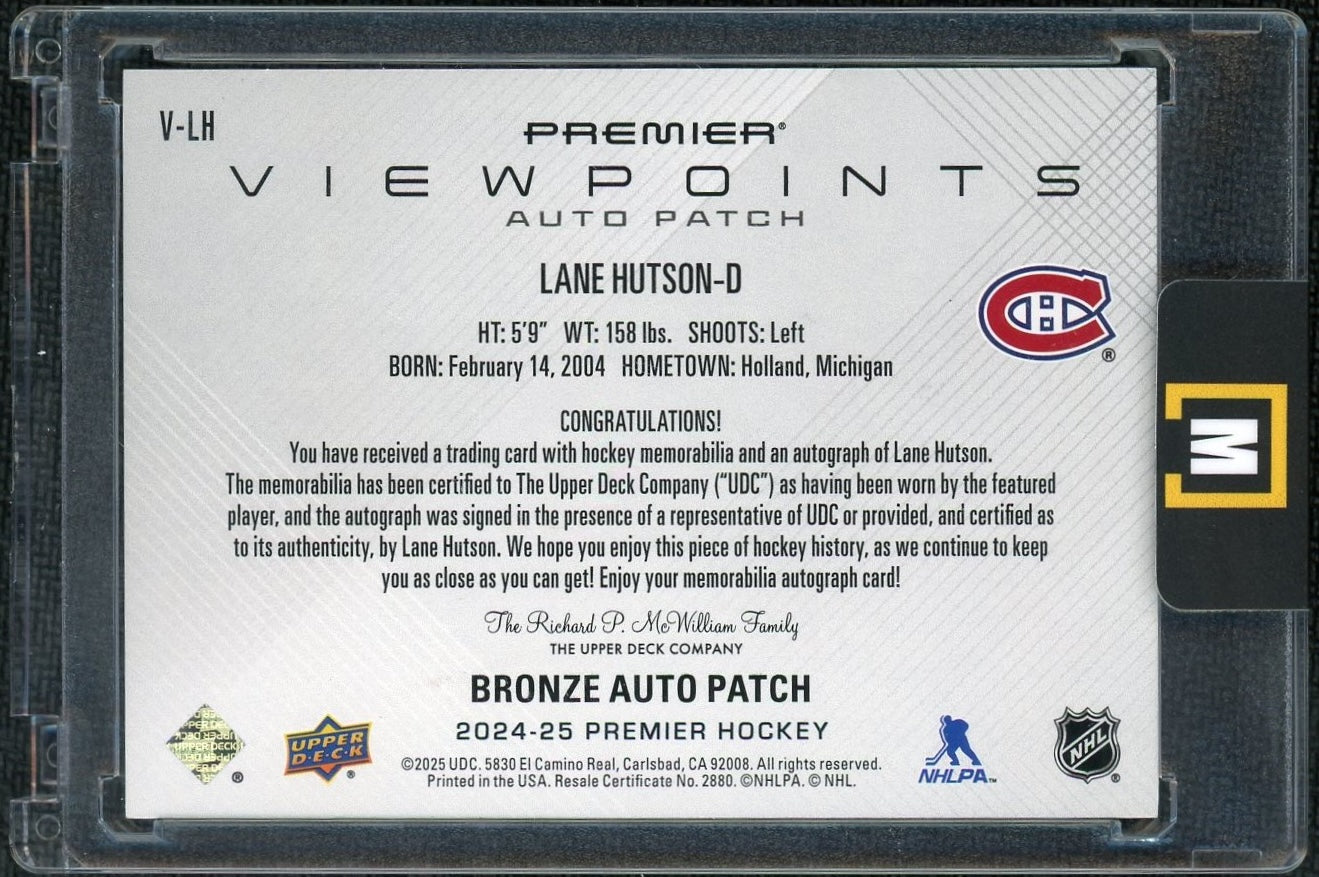 2024 Premier V-LH Lane Hutson Viewpoints Bronze Patch Auto 09/99