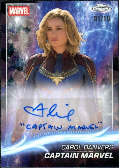 2025 Topps Chrome Marvel Studios Sapphire AA-BL Carol Danvers Auto /10 Inscription