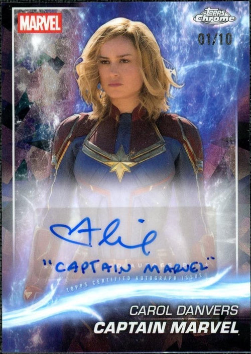 2025 Topps Chrome Marvel Studios Sapphire AA-BL Carol Danvers Auto /10 Inscription