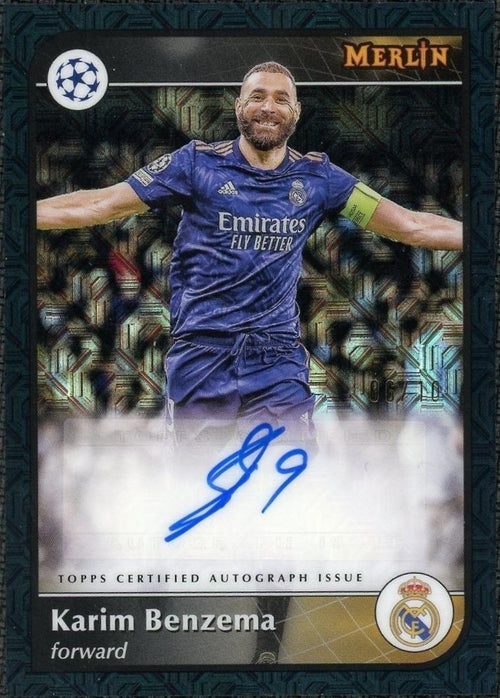 2024-25 Topps Merlin Chrome Karim Benzema Auto Black Refractor Mojo #/10