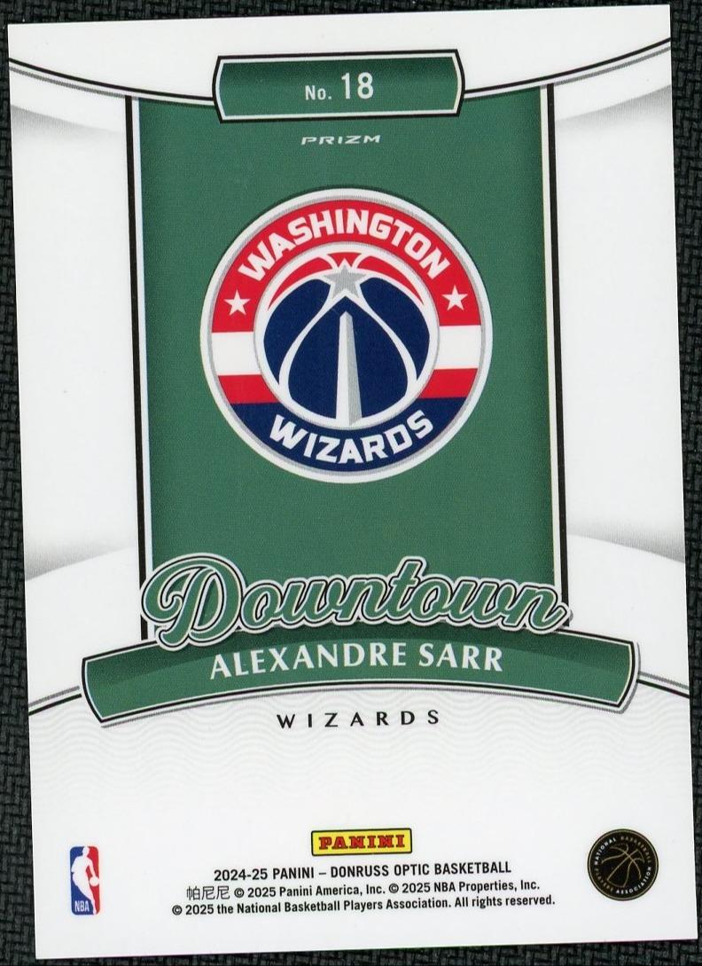 2024-25 Donruss Optic 18 Alexandre Sarr Downtown