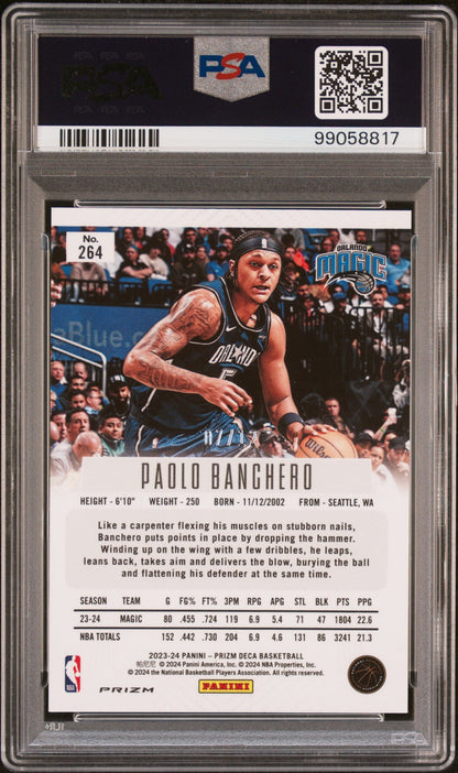 2023 Panini Prizm Deca Green Shimmer Fotl Paolo Banchero #264 /12 PSA 10