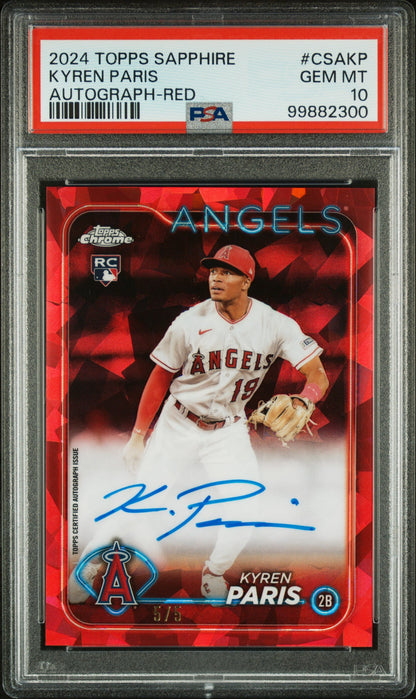 2024 Topps Chrome Sapphire Red Kyren Paris #CSA-KP RC Auto /5 PSA 10