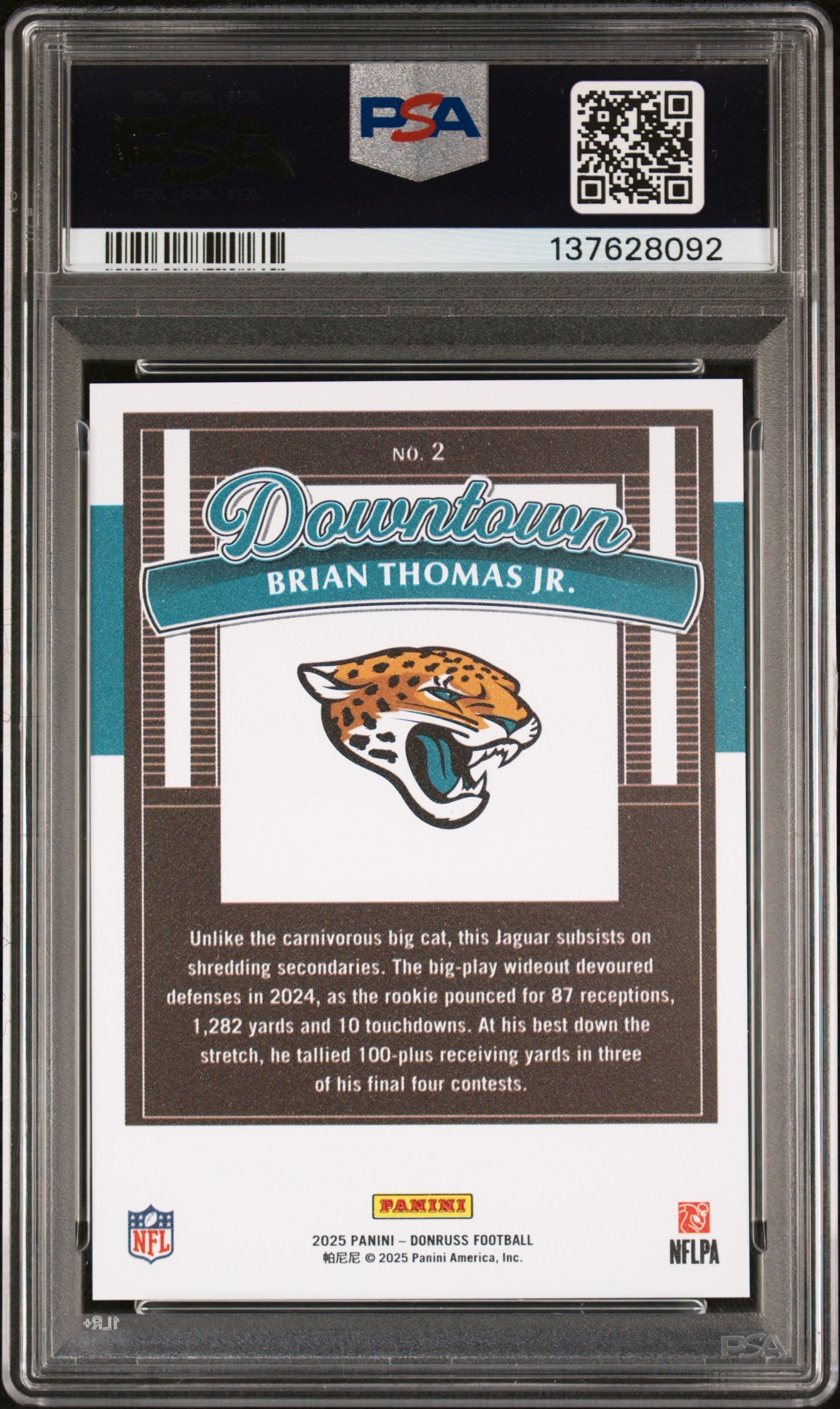 2025 Donruss Downtown Brian Thomas Jr. #2 PSA 10