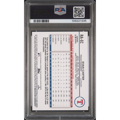 2024 Topps Chrome Update RCAuto Evan Carter #RAEC RKE Org Black Lava Lamp PSA 10