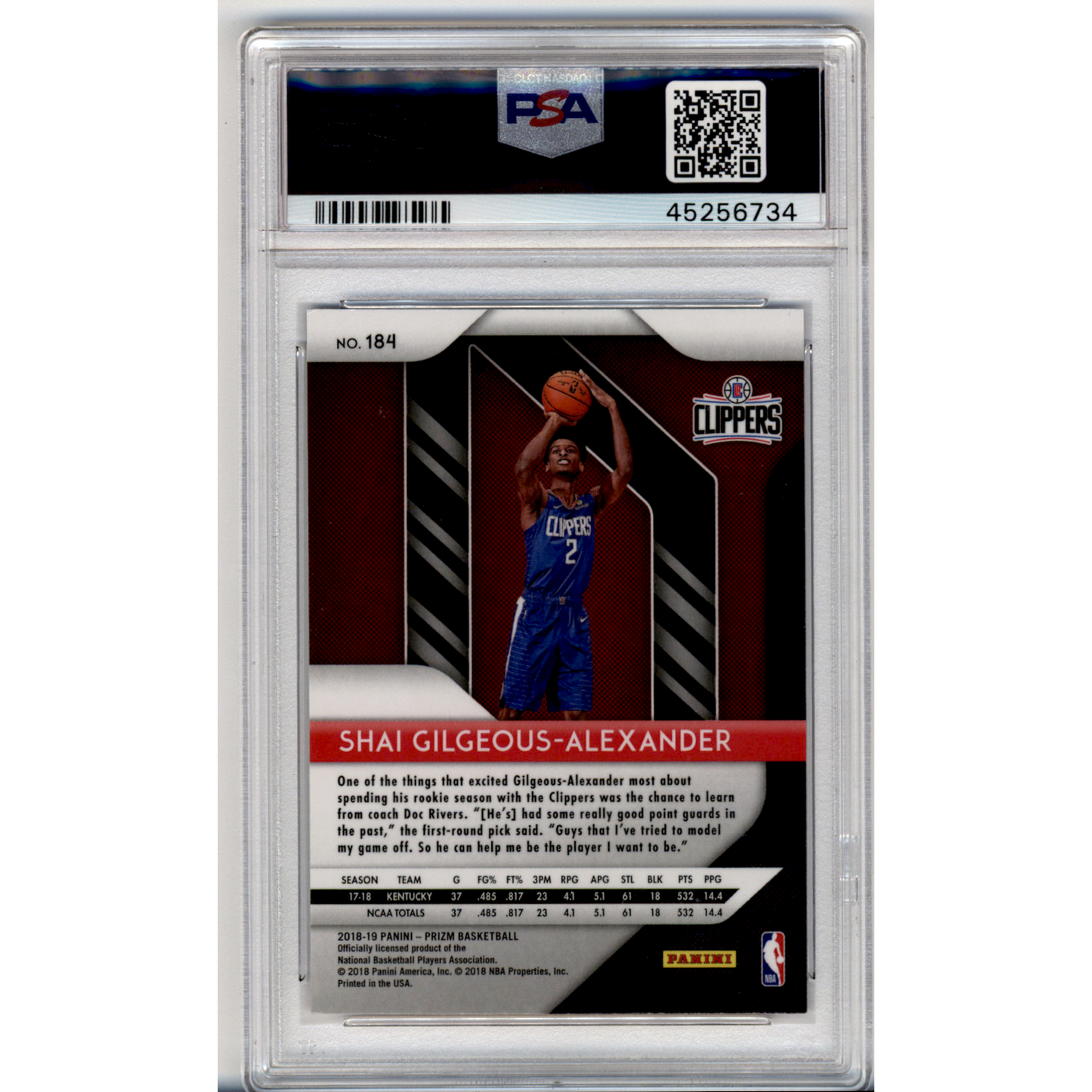 2018 Panini Prizm S. Gilgeous-Alexander #184 PSA 10