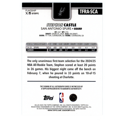 2025 Topps Flagship Stephon Castle #TFRA-SCA Gold /50