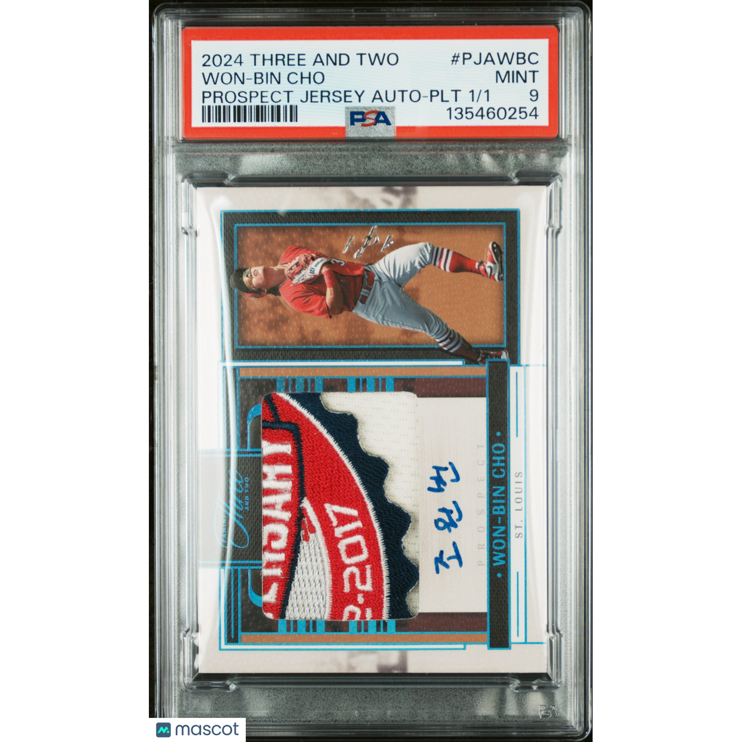 2024 Panini Three And Two Prospect Jersey Autographs Won-Bin Cho #PJAWBC PLT PSA 9