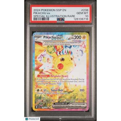 2024 Pokemon SSP EN-Surging Sparks Pikachu EX #238 Special Illustration Rare PSA 10