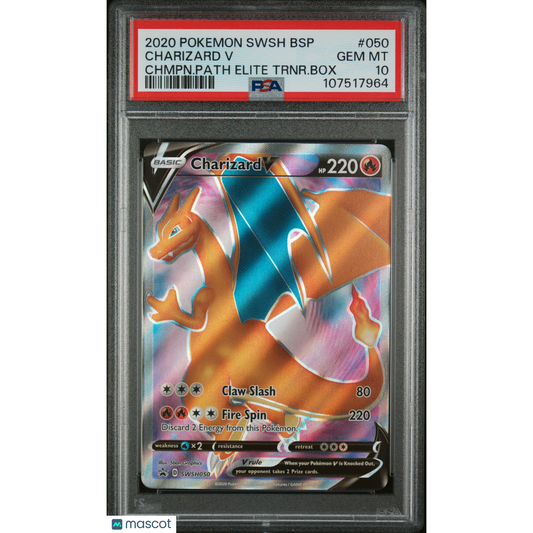 2020 Pokemon Swsh Black Star Promo Charizard V #050 Chmpn.Path Elite Trnr.Box PSA 10