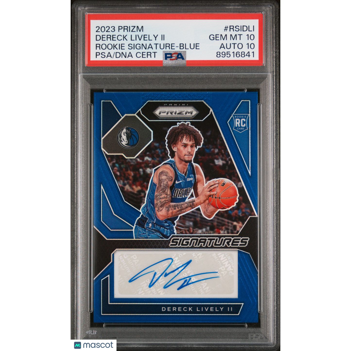 2023 Panini Prizm Rookie Signatures Dereck Lively II #RSIDLI Blue PSA 10