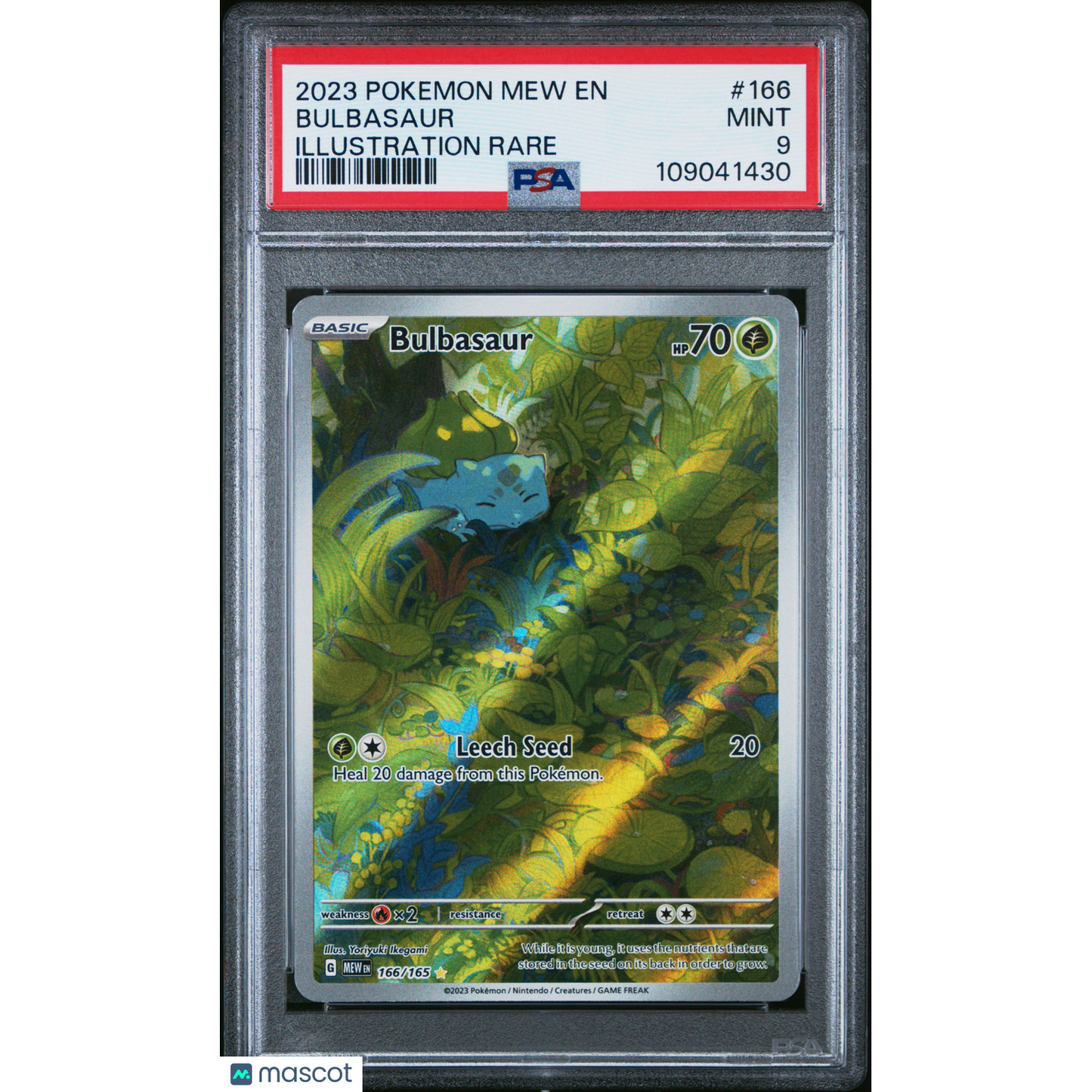 2023 Pokemon Mew EN-151 Bulbasaur #166 Illustration Rare PSA 9