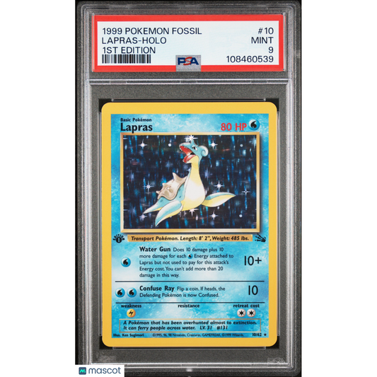 1999 Pokemon Fossil Lapras #10 1st Edition PSA 9