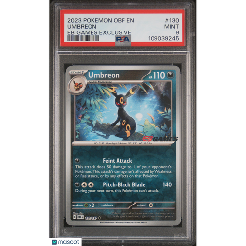 2023 Pokemon Obf EN-Obsidian Flames Umbreon #130 Eb Games Exclusive PSA 9