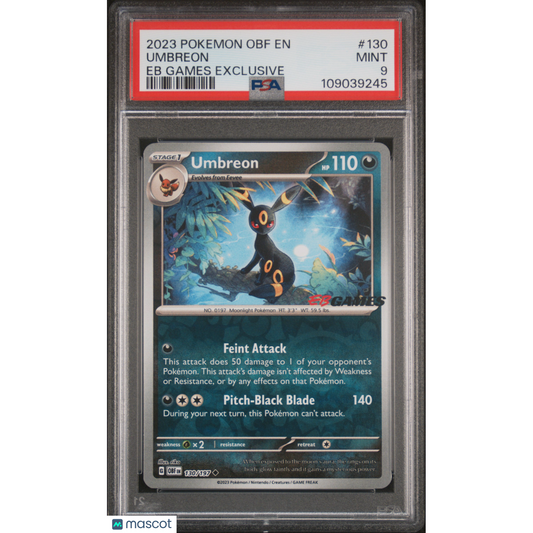 2023 Pokemon Obf EN-Obsidian Flames Umbreon #130 Eb Games Exclusive PSA 9