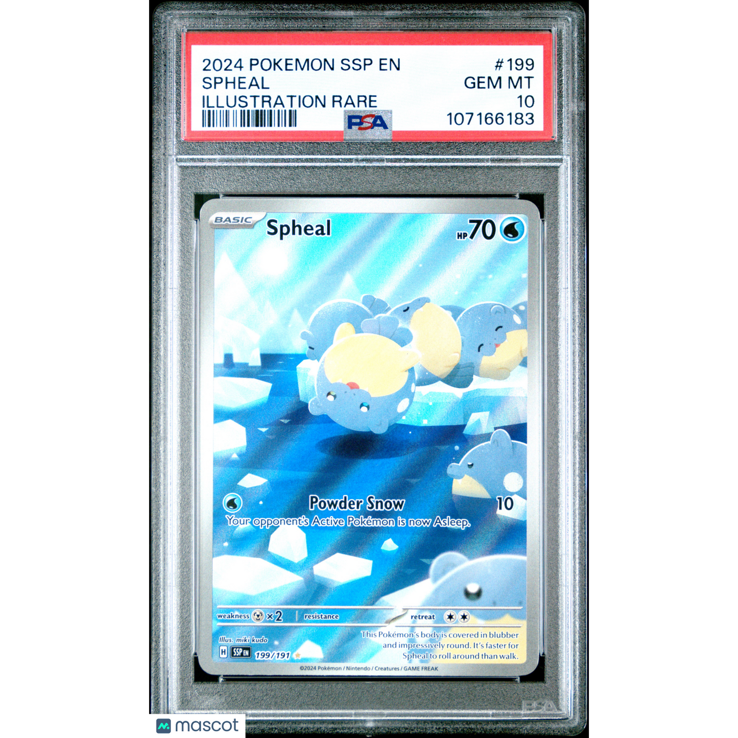 2024 Pokemon SSP EN-Surging Sparks Spheal #199 Illustration Rare PSA 10