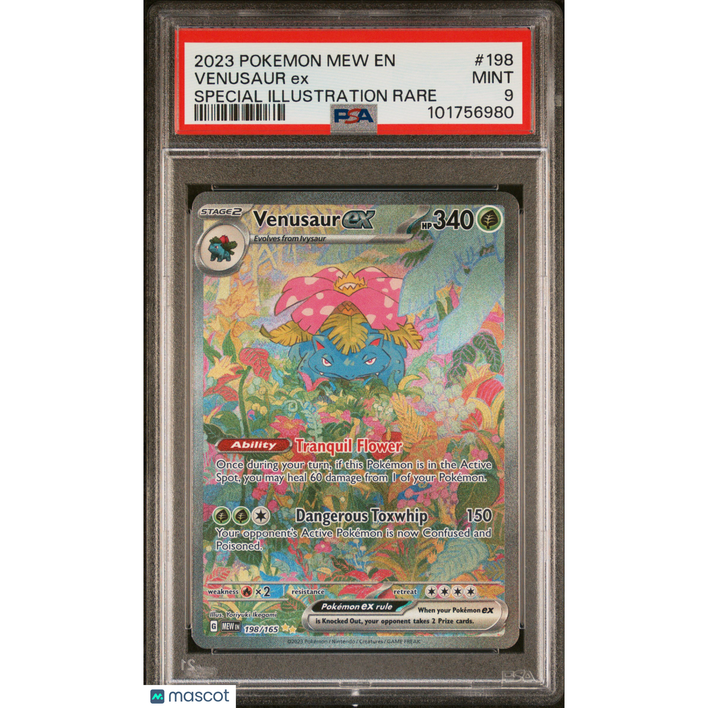 2023 Pokemon Mew EN-151 Venusaur EX #198 Special Illustration Rare PSA 9