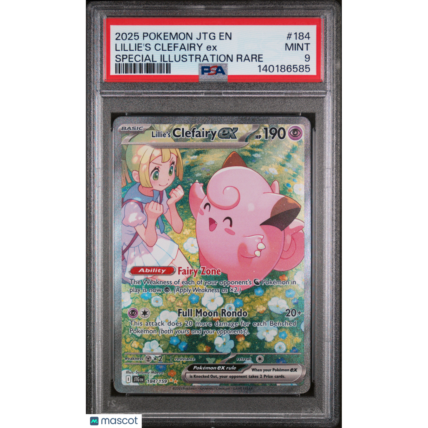 2025 Pokemon JTG EN-Journey Together Lillie's Clefairy EX #184 Special Illustration Rare PSA 9