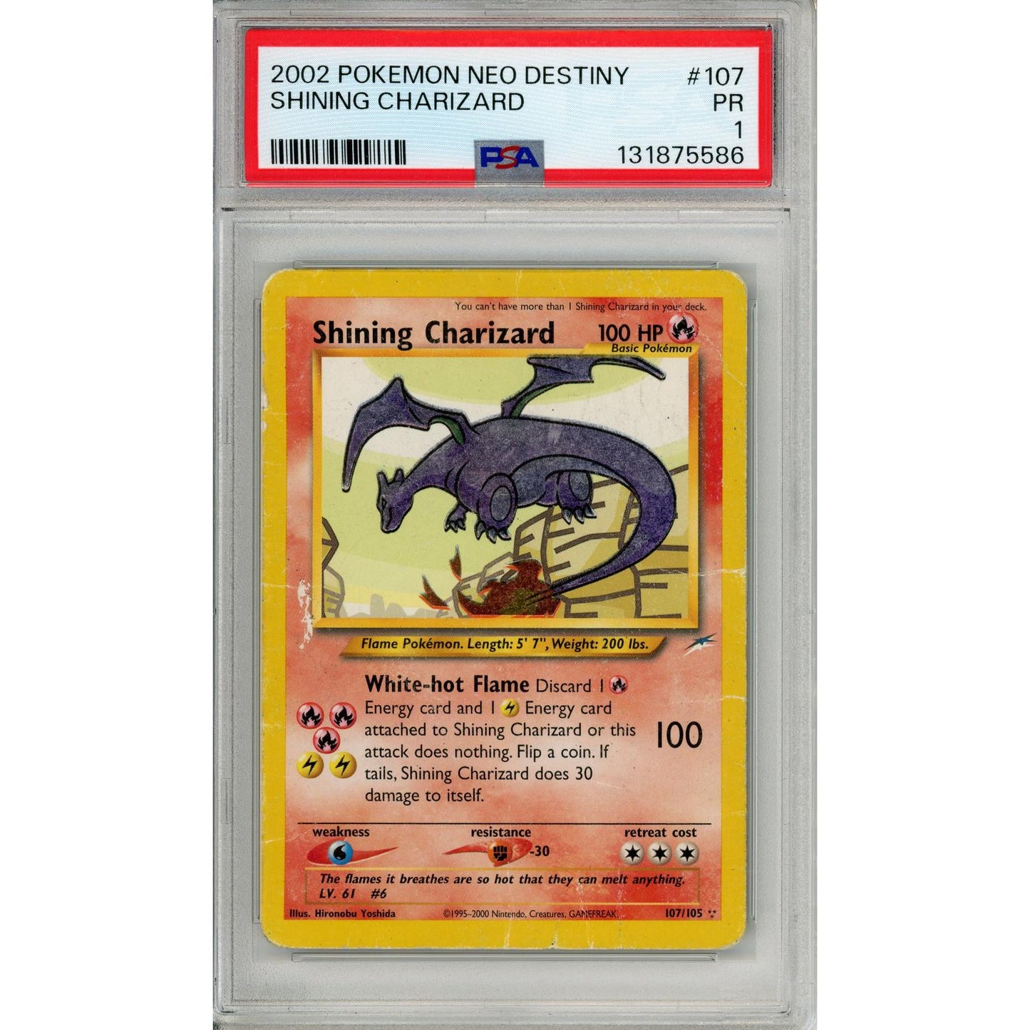 Pokemon Graded: Shining Charizard 107/105 Neo Destiny (2002) PSA 1