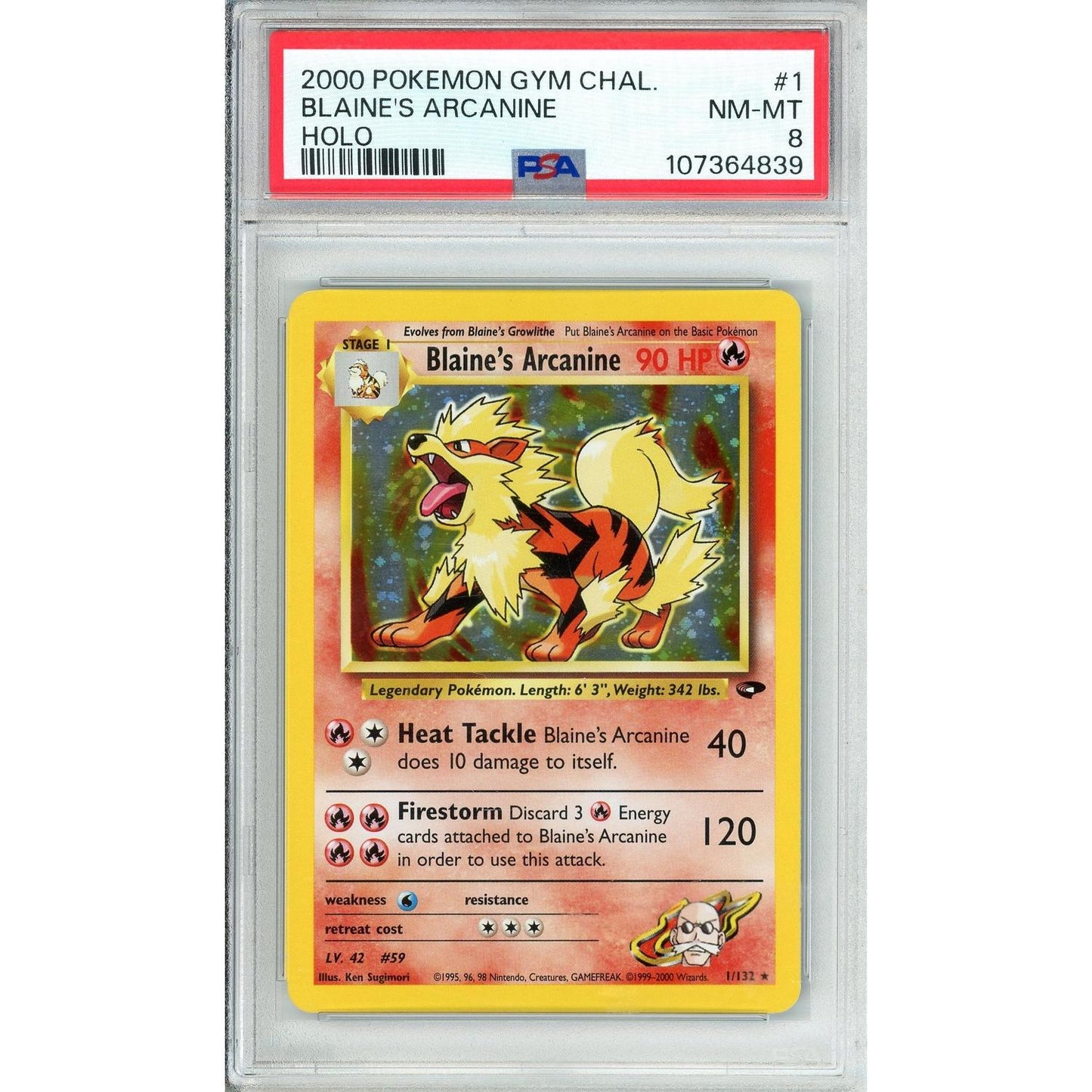 Pokemon Graded: Blaine's Arcanine 1/132 Gym Challenge (2000) Holo PSA 8