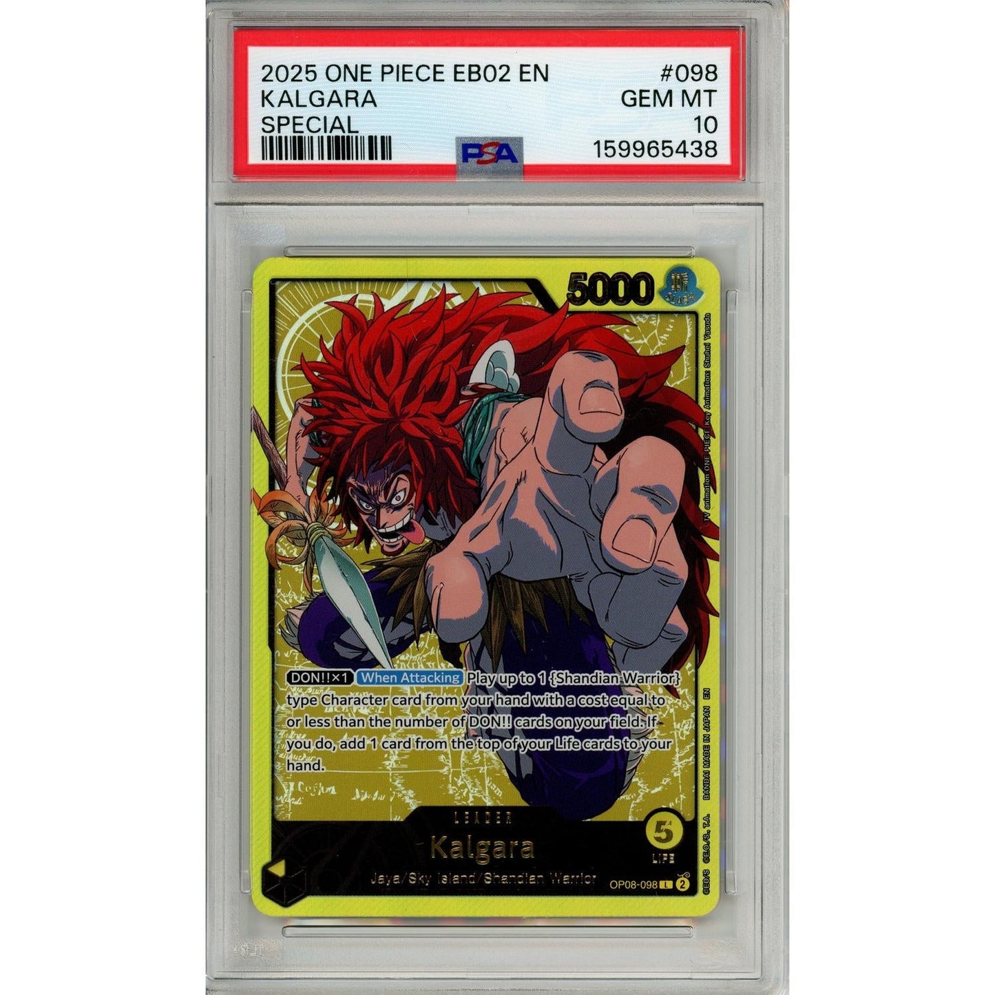 One Piece Graded: Kalgara EB02 Special Leader (2025) PSA 10