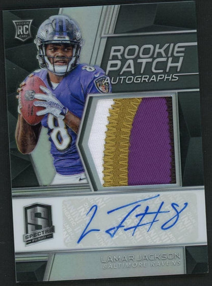 2018 Panini Spectra Prizm Lamar Jackson #217 RC Rookie Patch Auto /99