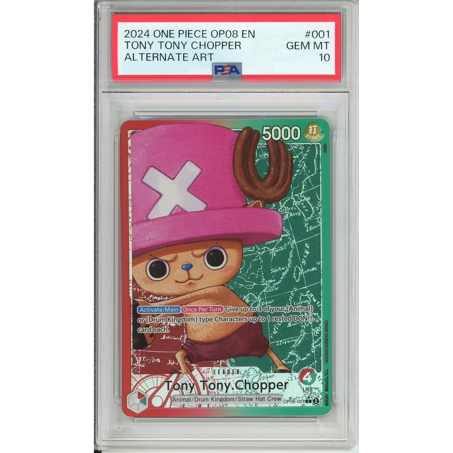 One Piece Graded: Tony Tony Chopper OP08-001 Two Legends (2024) Alt Art PSA 10