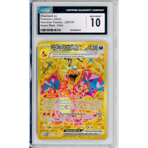 Pokemon Graded: Charizard ex 228/197 Obsidian Flames (2023) Gold Hyper Rare CGC 10