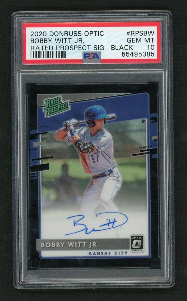 2020 Panini Donruss Optic Bobby Witt Jr. Rated Prospect Sig - Black Auto PSA 10 55495385