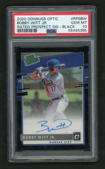 2020 Panini Donruss Optic Bobby Witt Jr. Rated Prospect Sig - Black Auto PSA 10 55495385