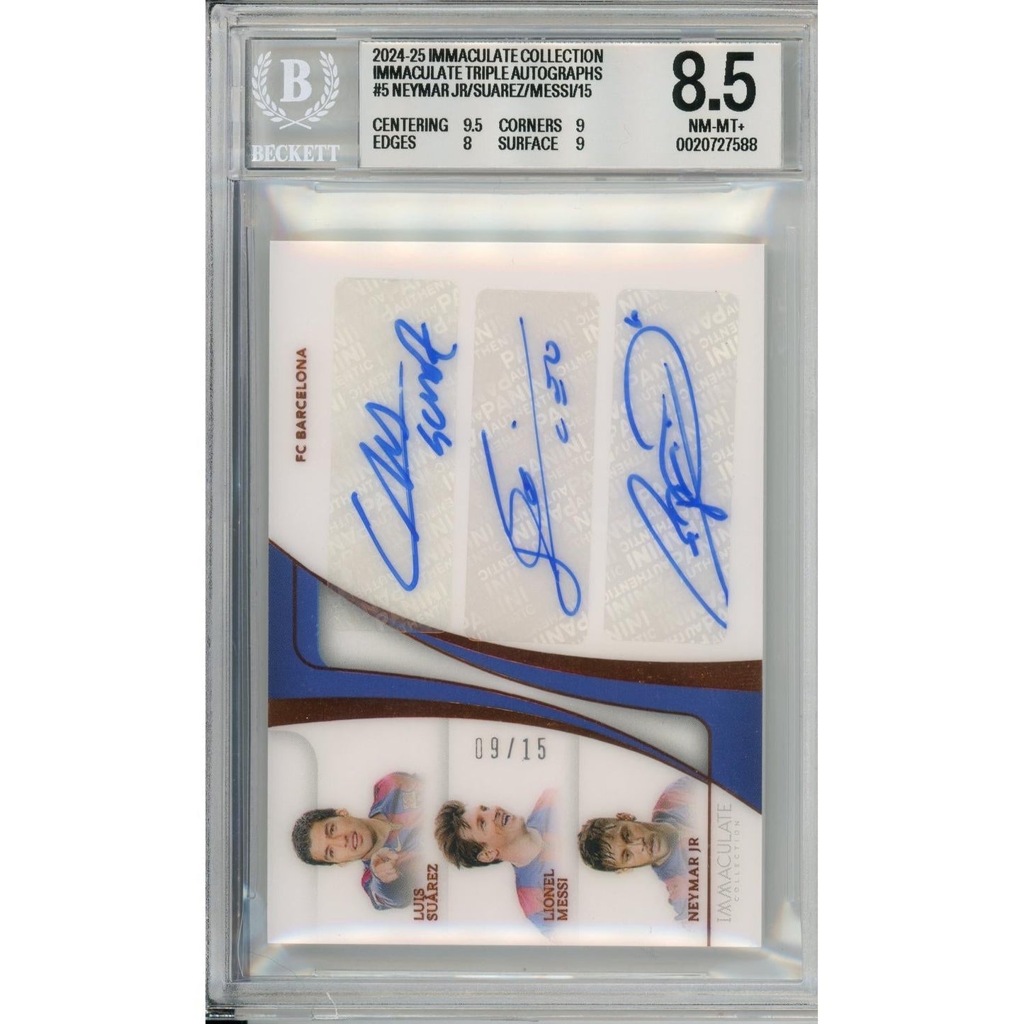 Sports Graded: Immaculate Triple Autographs #5 Neymar/Messi/Suarez Beckett 8.5