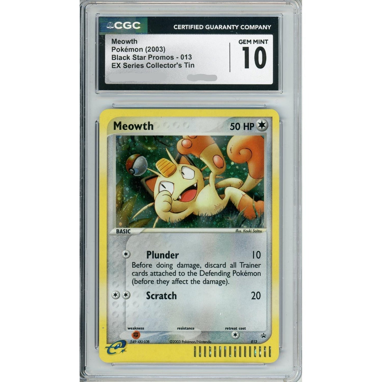 Pokemon Graded: Meowth #13 EX Series Collector's Tin (2003) Holo CGC 10