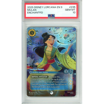 Lorcana Graded: Mulan Considerate Diplomat 235/204 Enchanted (2025) PSA 10