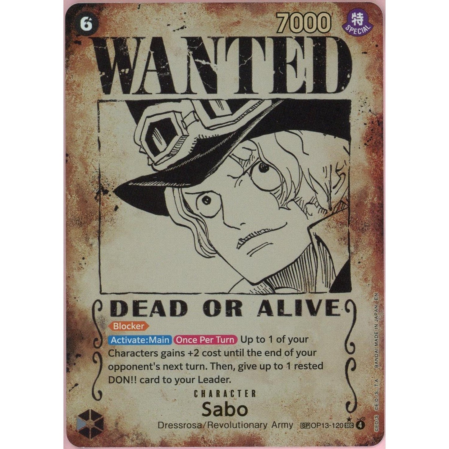 One Piece Single: Sabo Wanted Poster OP13-120 Carrying On His Will MP