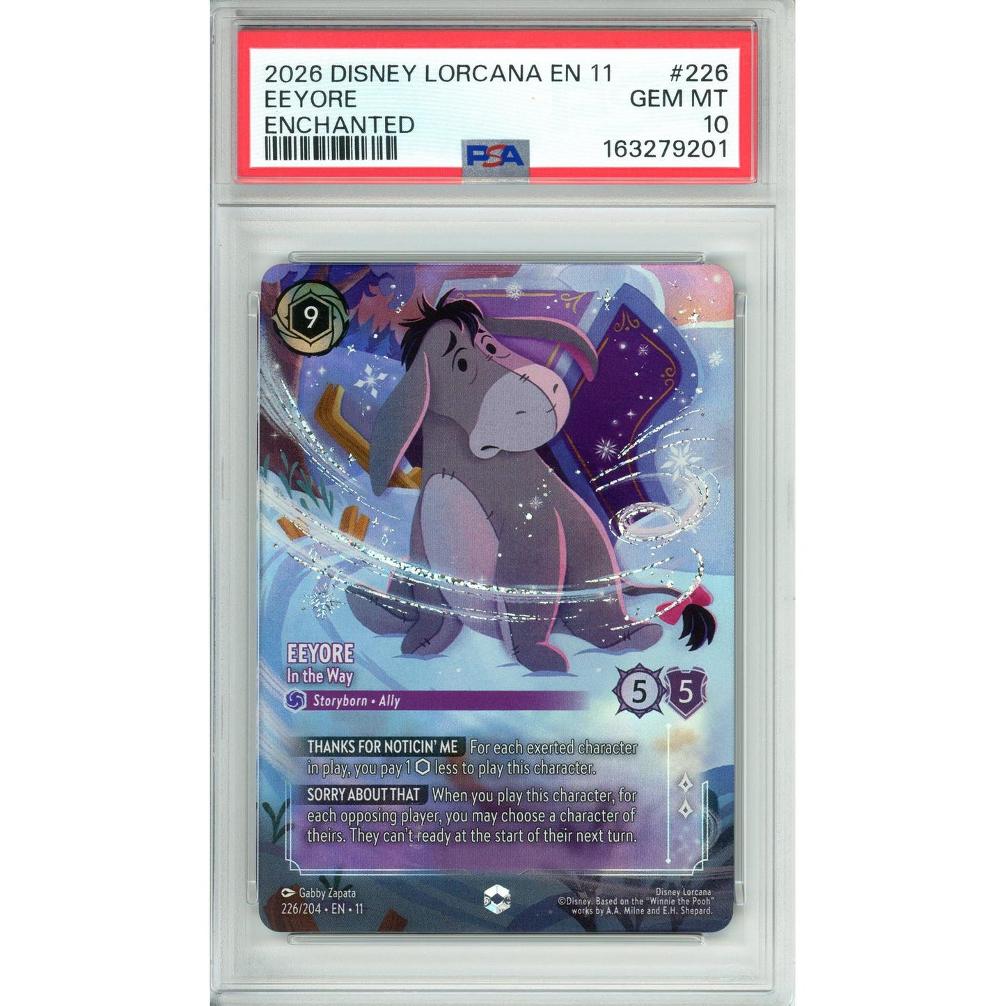 Lorcana Graded: Eeyore In the Way 226/204 Enchanted (2026) PSA 10