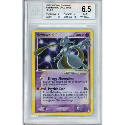 Pokemon Graded: Mewtwo Gold Star 103/110 Holon Phantoms (2006) Holo Beckett 6.5