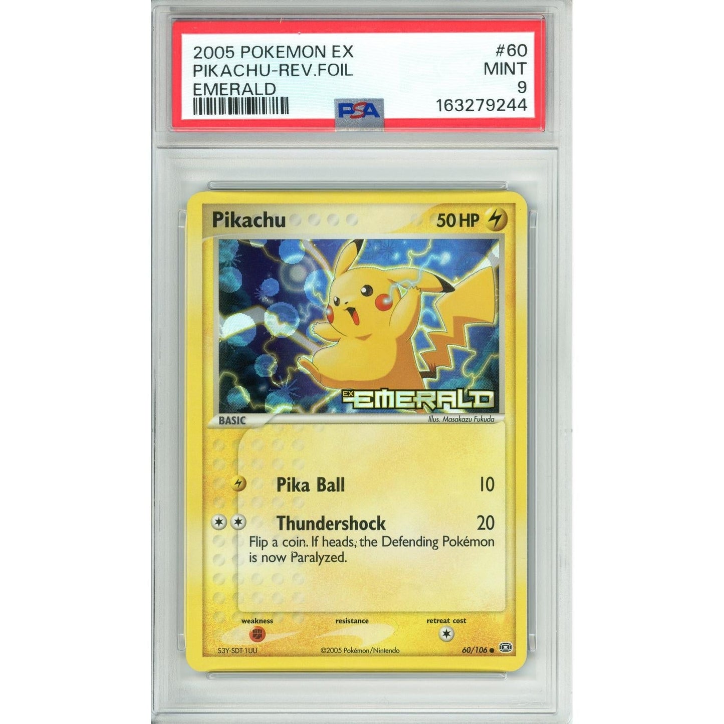 Pokemon Graded: Pikachu 60/106 Emerald (2005) Holo PSA 9